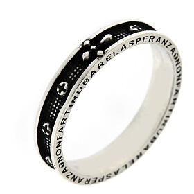 Benedictus rosary ring burnished rhodium 925 silver