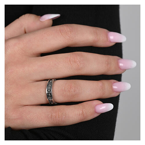 Agios rosary ring burnished rhodium 925 silver 2