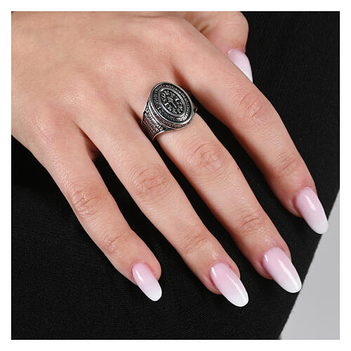 Agios rhodium-plated Paternoster ring in 925 silver 4