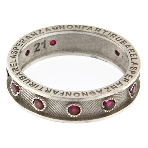 Anello rosario rodio Benedictus zirconi rubini argento 925  5