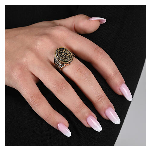 Gebetsring von Agios, Paternoster, 925er Silber, vergoldet, brüniert 2