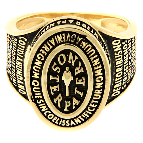 Our Father ring gold-plated burnished 925 silver Agios 2