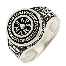 Ave Maria ring by Agios, burnished rhodium-plated 925 silver