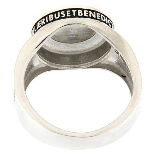 Anello Agios Ave Maria rodiato brunito argento 925 5