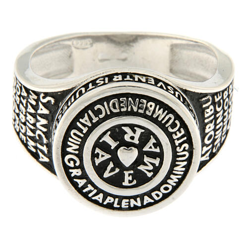 Hail Mary ring Rhodium-plated burnished 925 silver Agios 2