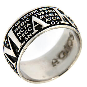 Agios mater rhodium-plated burnished 925 silver ring