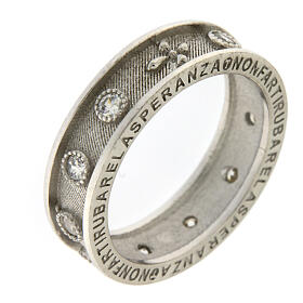 Agios rosary ring, rhodium-plated 925 silver, white rhinestones
