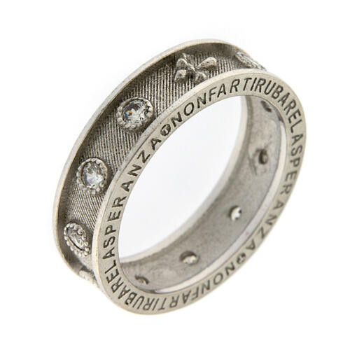 Agios rosary ring, rhodium-plated 925 silver, white rhinestones 2