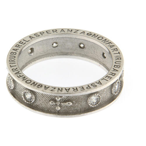 Agios rosary ring, rhodium-plated 925 silver, white rhinestones 4