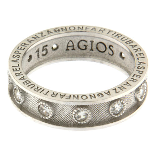 Anillo rosario rodiado zircones blancos Agios plata 925 4