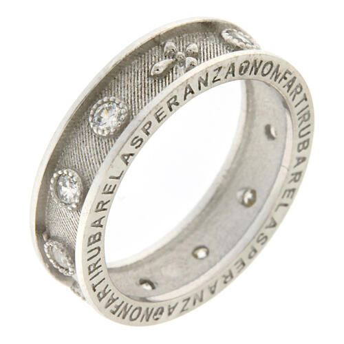 Anello rosario rodio zirconi bianchi Agios argento 925 1
