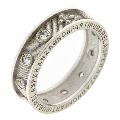 Anel terço Agios zircões brancos prata 925 rodinada 4