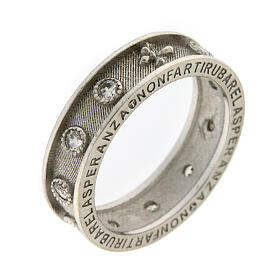 Agios finger rosary ring 925 silver rhodium white zircon