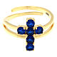 Bague Agios croix zircons bleus argent 925 doré s2