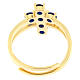 Anello dorato argento 925 Agios croce zirconi blu s3