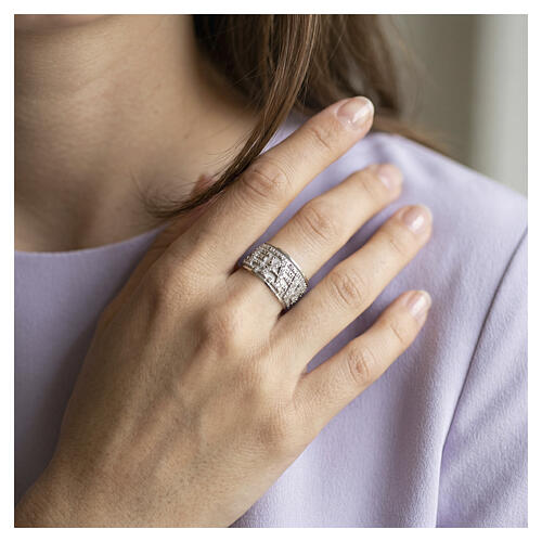 Anillo mater rodiado zircones blancos Benedictus plata 925 2