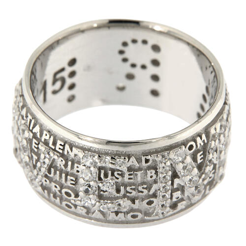 Anillo mater rodiado zircones blancos Benedictus plata 925 4