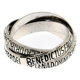 Three rings in one with Ave Maria, burnished rhodium-plated 925 silver, Agios Gioielli