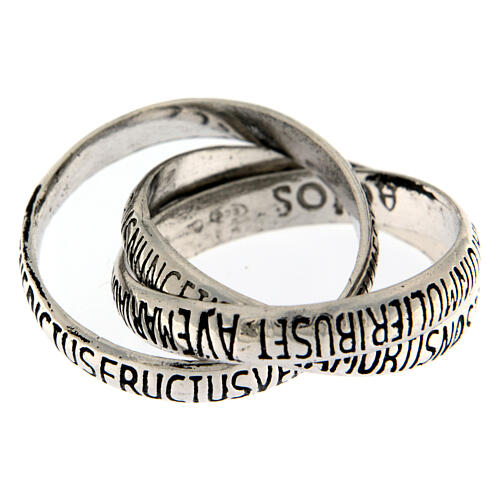 Three rings in one with Ave Maria, burnished rhodium-plated 925 silver, Agios Gioielli 4