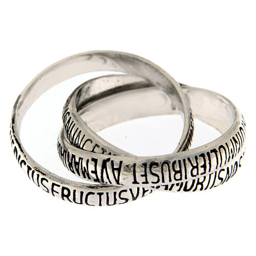 Three rings in one with Ave Maria, burnished rhodium-plated 925 silver, Benedictus Gioielli 5