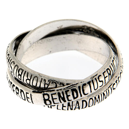 Anillo Agios tris Ave María rodiado bruñido plata 925 2