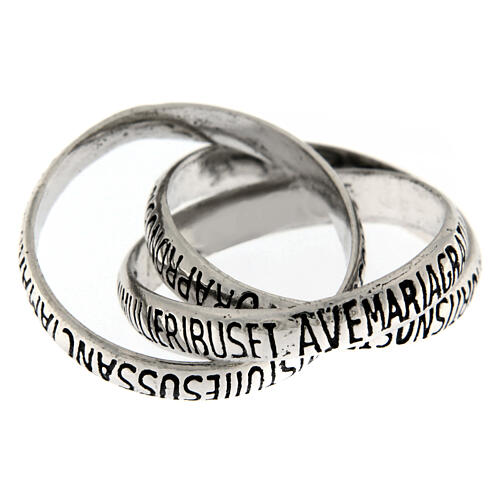 Anillo Benedictus tris Ave María rodiado bruñido plata 925 4