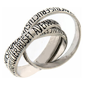 Triple bague Benedictus Ave Maria argent 925 rhodié bruni