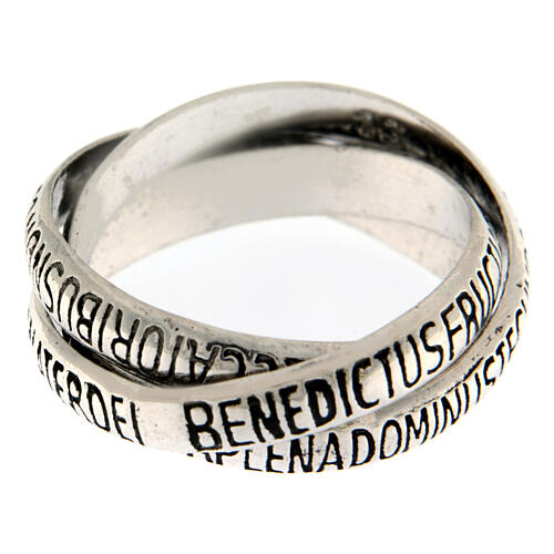 Anel triplo Benedictus Ave Maria prata 925 rodinada brunida 3