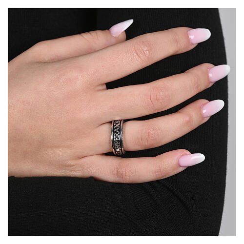 Rhodium-plated Hope ring Agios burnished 925 silver 2