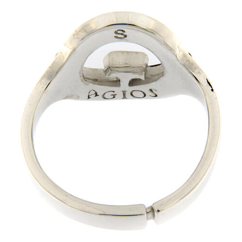 Beatitudinem ring, burnished rhodium-plated 925 silver, Agios 3