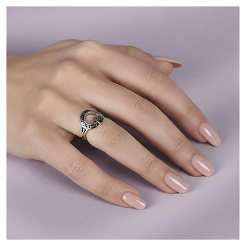 Anillo beatitudinem rodiado bruñido plata 925 Benedictus 2