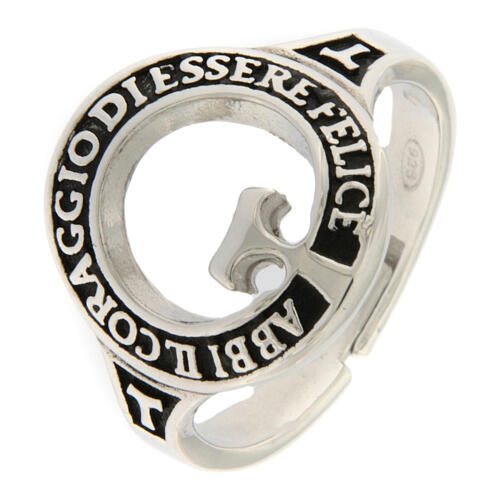 Anello beatitudinem rodiato brunito argento 925 Agios 1