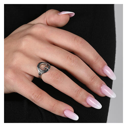 Anello beatitudinem rodiato brunito argento 925 Agios 2