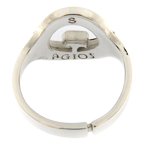 Anello beatitudinem rodiato brunito argento 925 Agios 4