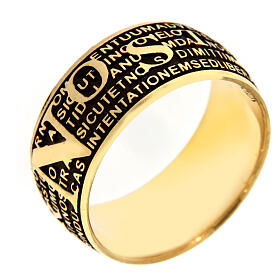 Anello pater dorato brunito Benedictus argento 925
