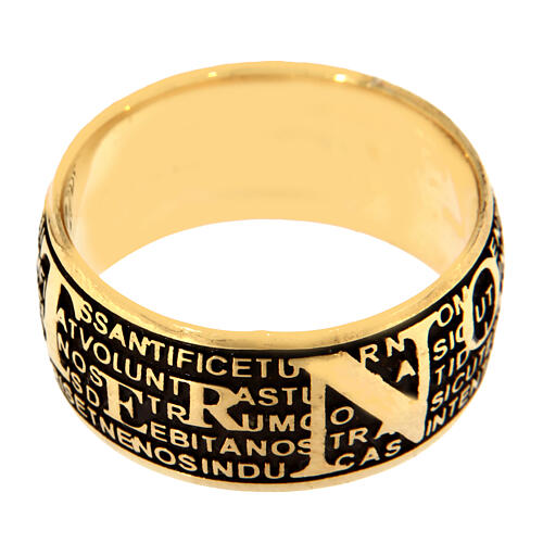 Anel Pater Benedictus dourado brunido prata 925 3