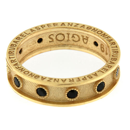 Bague Agios chapelet argent 925 doré zircons noirs 3