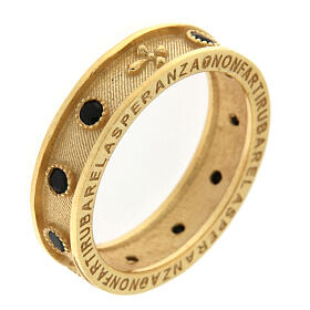 Anello rosario Benedictus placcato in oro argento 925 zirconi neri