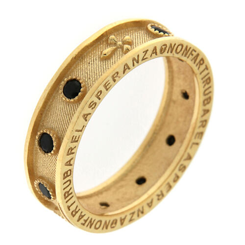 Anello rosario Agios placcato in oro argento 925 zirconi neri  5