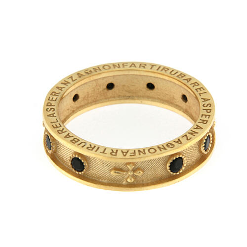 Anello rosario Agios placcato in oro argento 925 zirconi neri  6