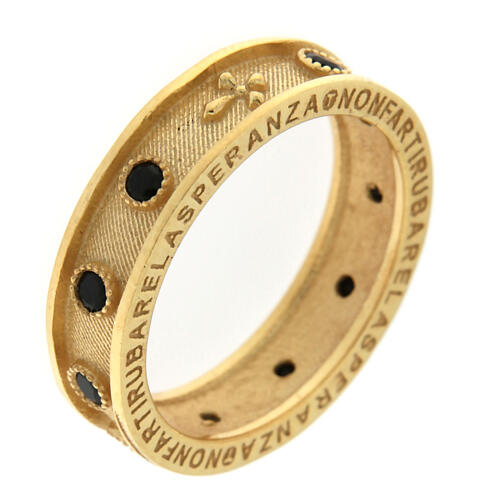 Agios rosary ring gold-plated 925 silver black zircons 1