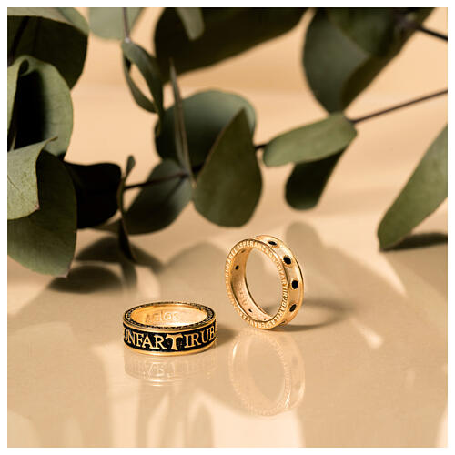 Benedictus rosary ring gold-plated 925 silver black zircons 4