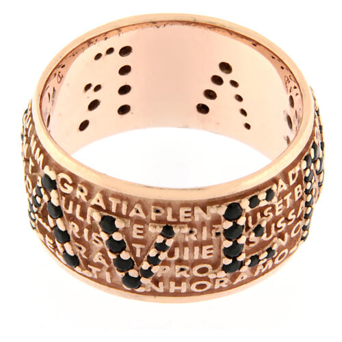 Gebetsring von Benedictus, Mater, 925er Silber, Rosé-Finish, schwarze Zirkone 4
