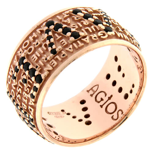 Mater ring by Agios, black rhinestones, rosé 925 silver 1