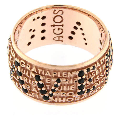 Mater ring by Agios, black rhinestones, rosé 925 silver 5