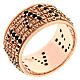 Anillo mater rosado Benedictus zircones negros plata 925 s1