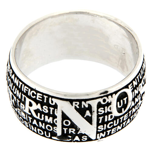 Anillo Benedictus pater rodiado bruñido plata 925 3