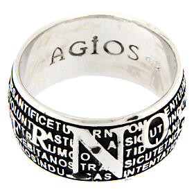 Anello Agios pater rodiato brunito argento 925 