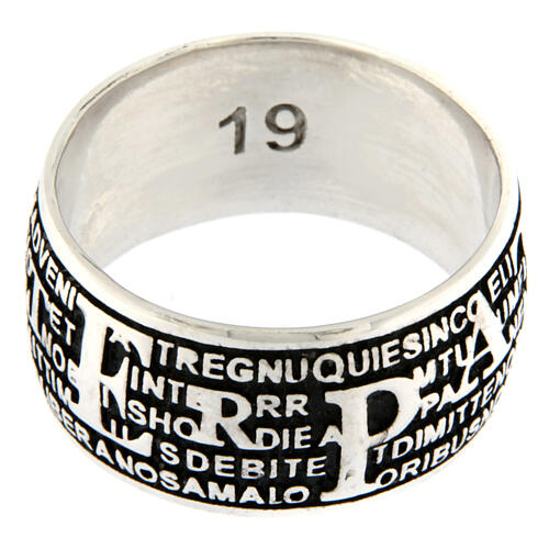 Anello Benedictus pater rodiato brunito argento 925  4