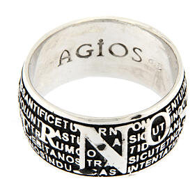 Agios pater rhodium-plated burnished 925 silver ring